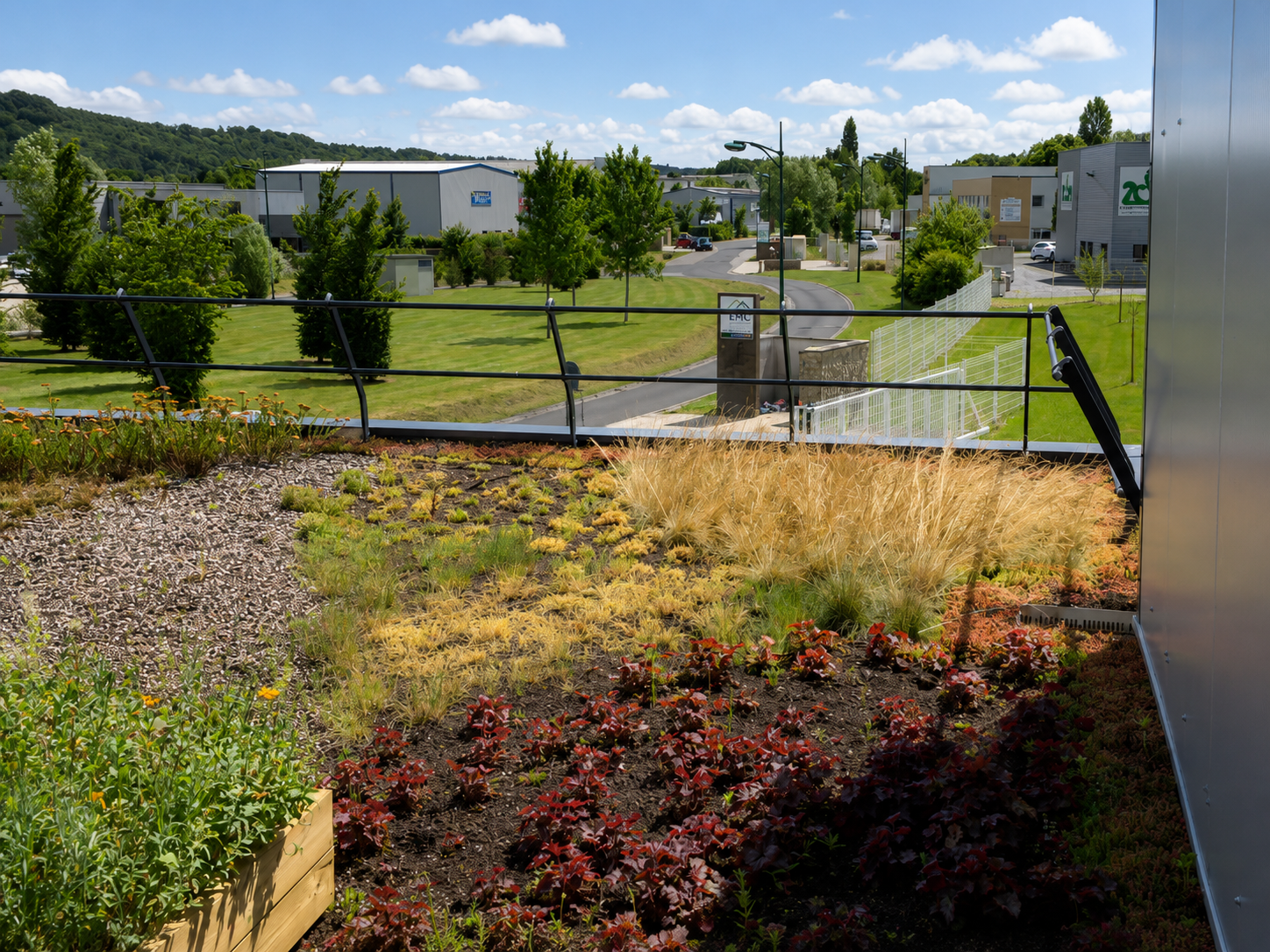 Création d’une terrasse végétalisée réalisée par Concept West pour l’entreprise ENC